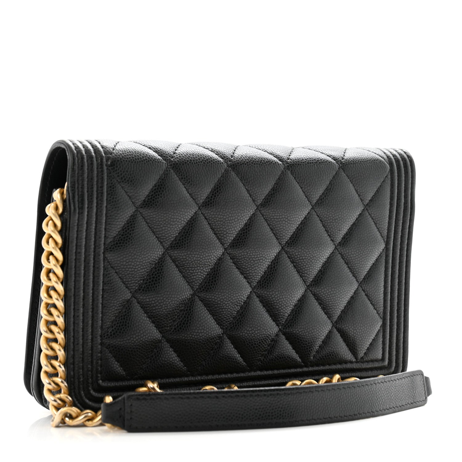 Chanel Caviar Quilted Boy Wallet On Chain WOC Black 3 of 15