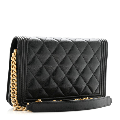 Chanel Caviar Quilted Boy Wallet On Chain WOC Black 3 of 15