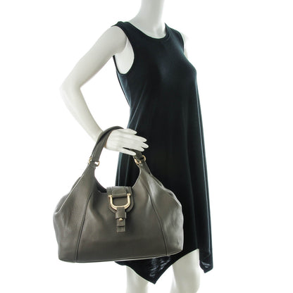 Gucci Pebbled Calfskin Medium Greenwich Shoulder Bag Light Grey 2 of 7