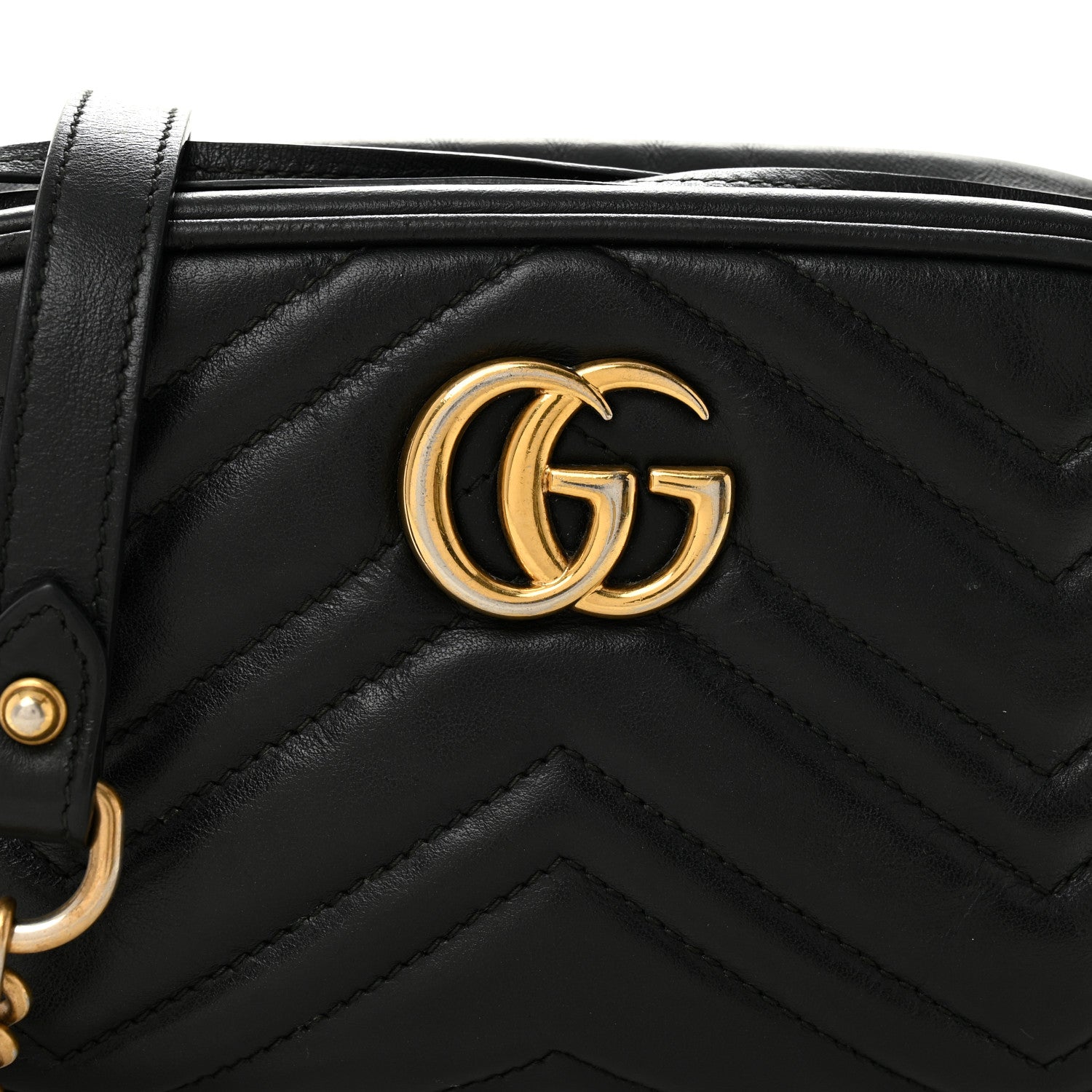 Gucci Calfskin Matelasse Mini GG Marmont Chain Shoulder Bag Black 8 of 12