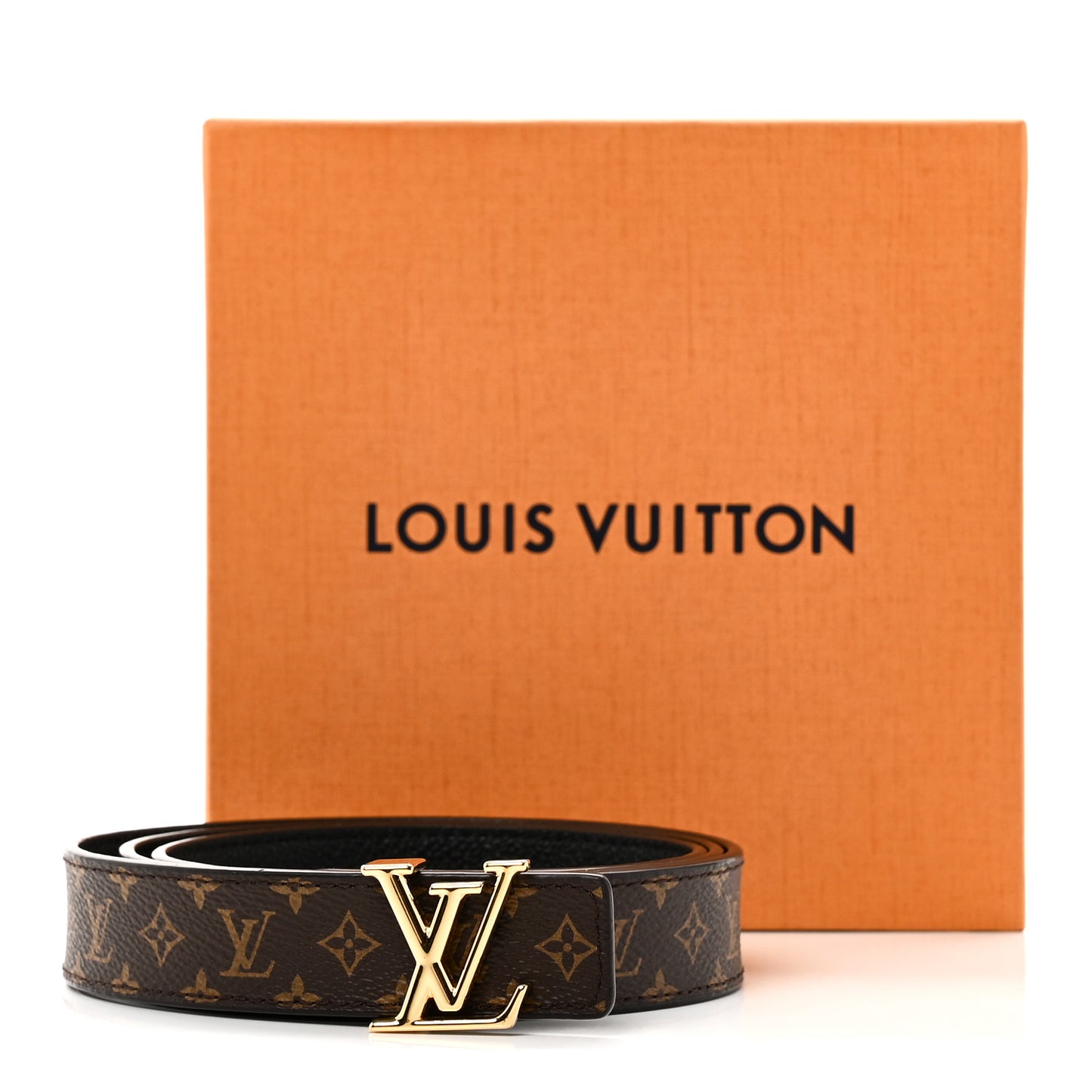 Calfskin Monogram 25mm LV Iconic Reversible Belt Black 95 38 Black