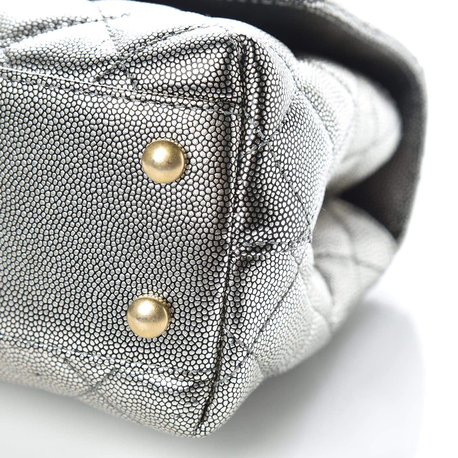 Chanel Metallic Caviar Quilted Mini Coco Handle Flap Silver 6 of 10