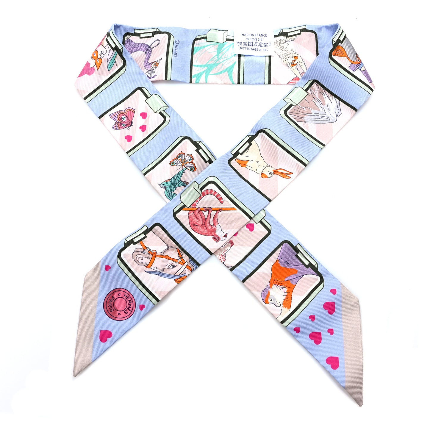 Silk Story Twilly Blue Pale Rose Vert