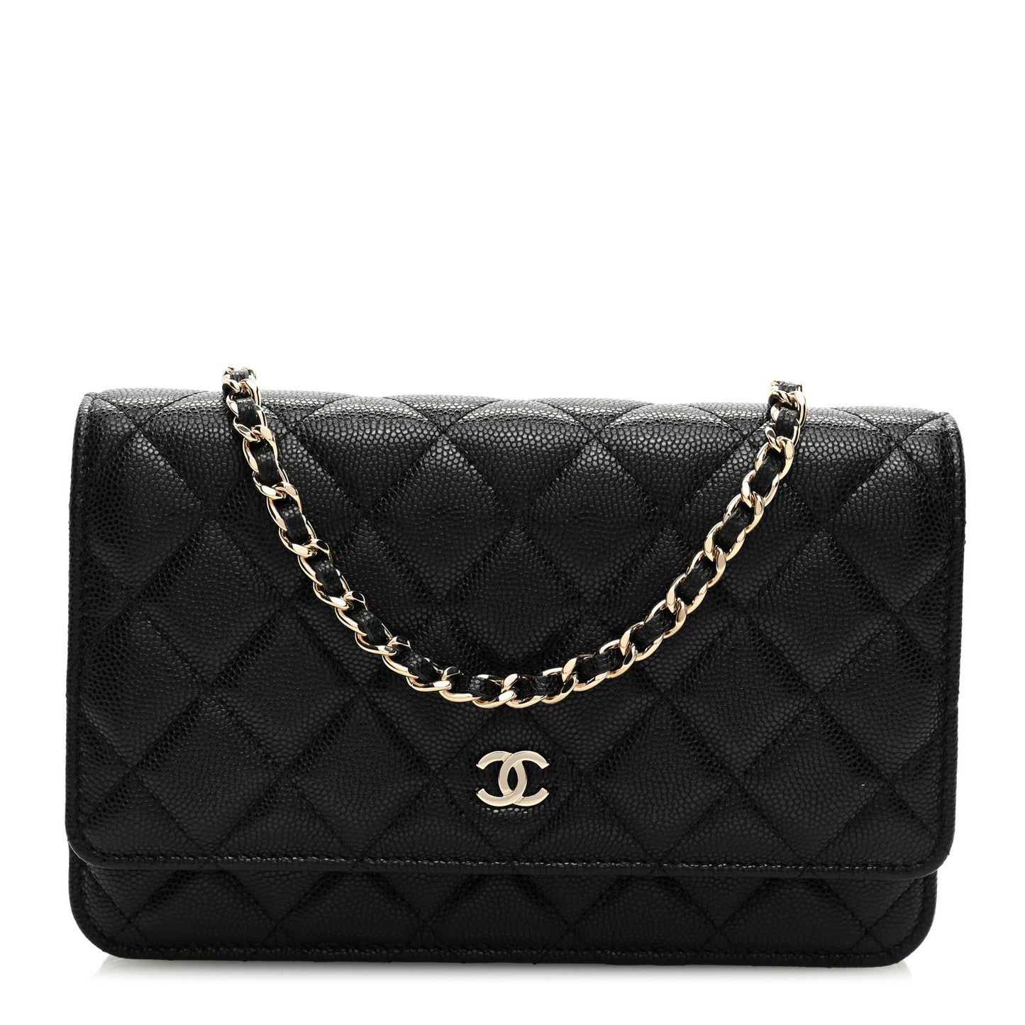 Caviar Quilted Wallet on Chain WOC Black