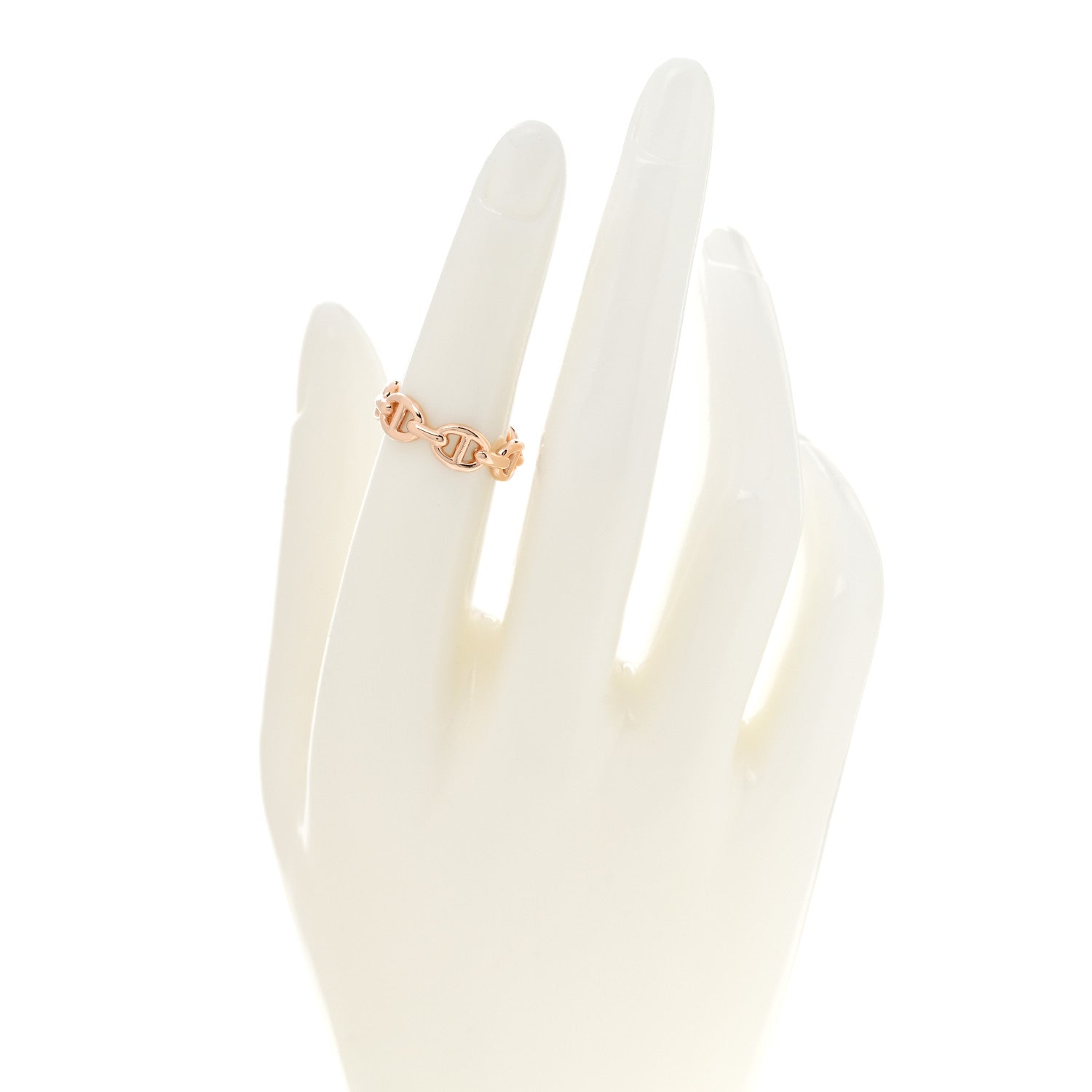 Hermes 18K Rose Gold PM Chaine d'Ancre Enchainee Ring 50 5.25 2 of 9