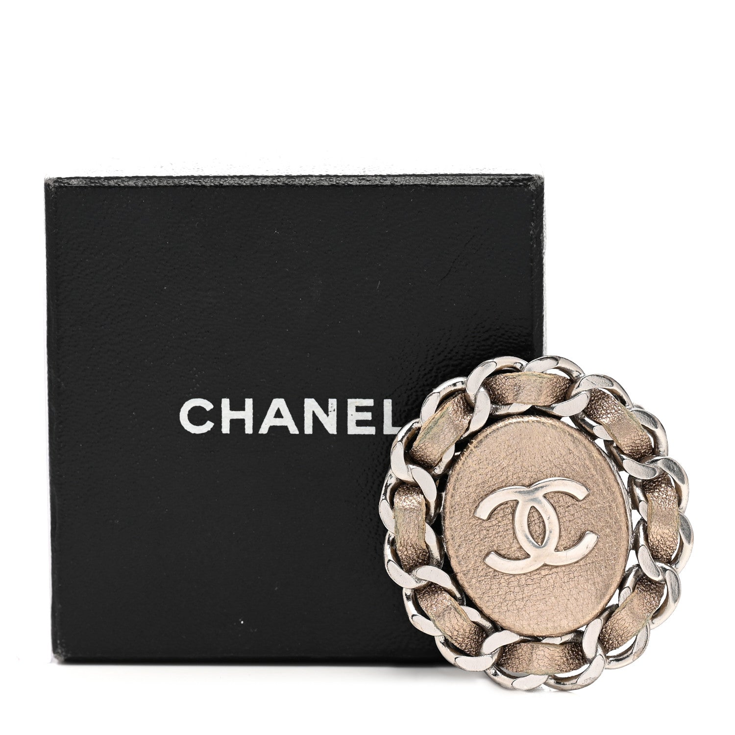 Chanel Metallic Lambskin Chain CC Brooch Beige 6 of 6