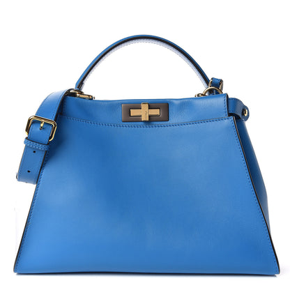 Fendi Vitello Seta Medium Peekaboo Iconic Satchel Blue Royal 1 of 9