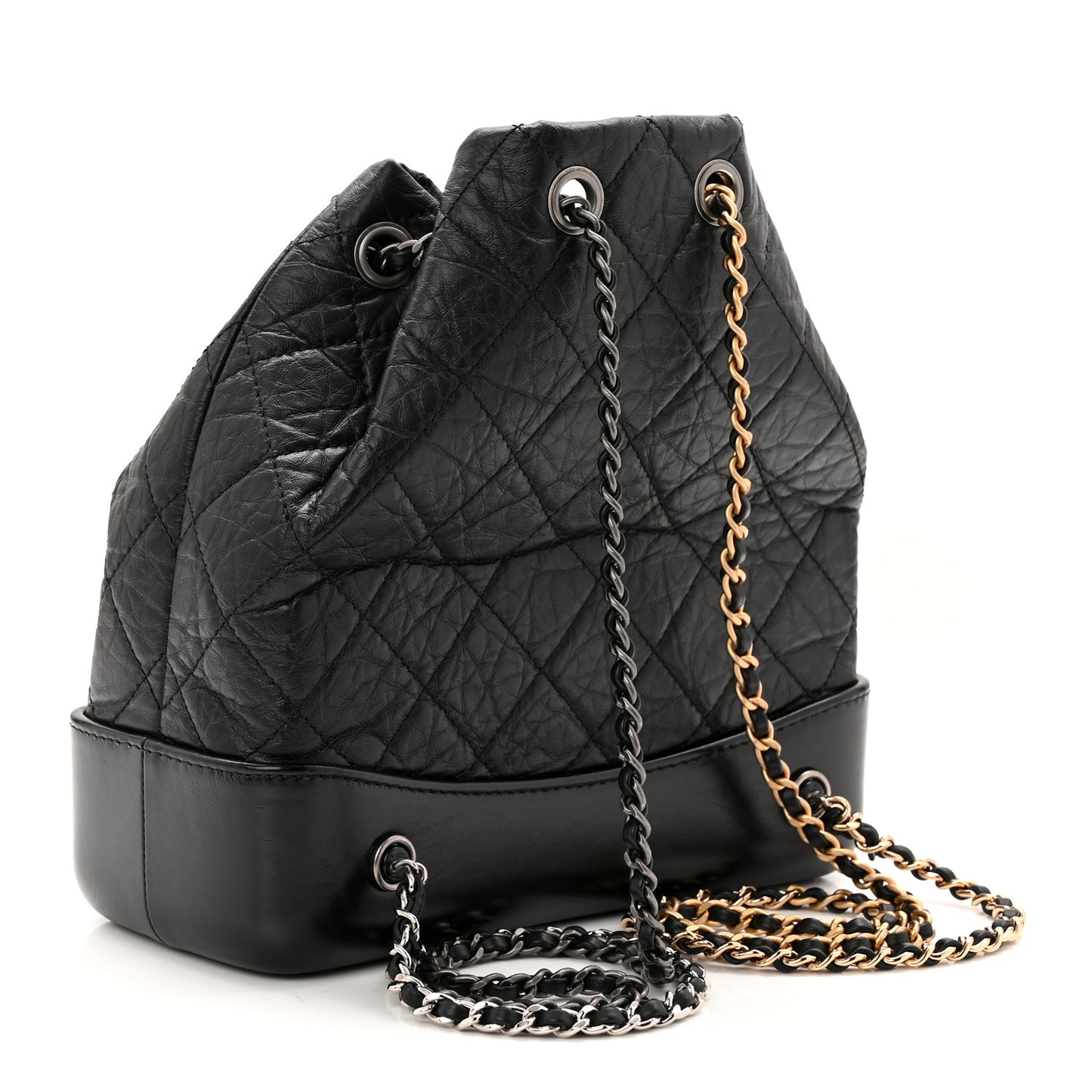 Aged Calfskin Quilted Small Gabrielle Backpack Black