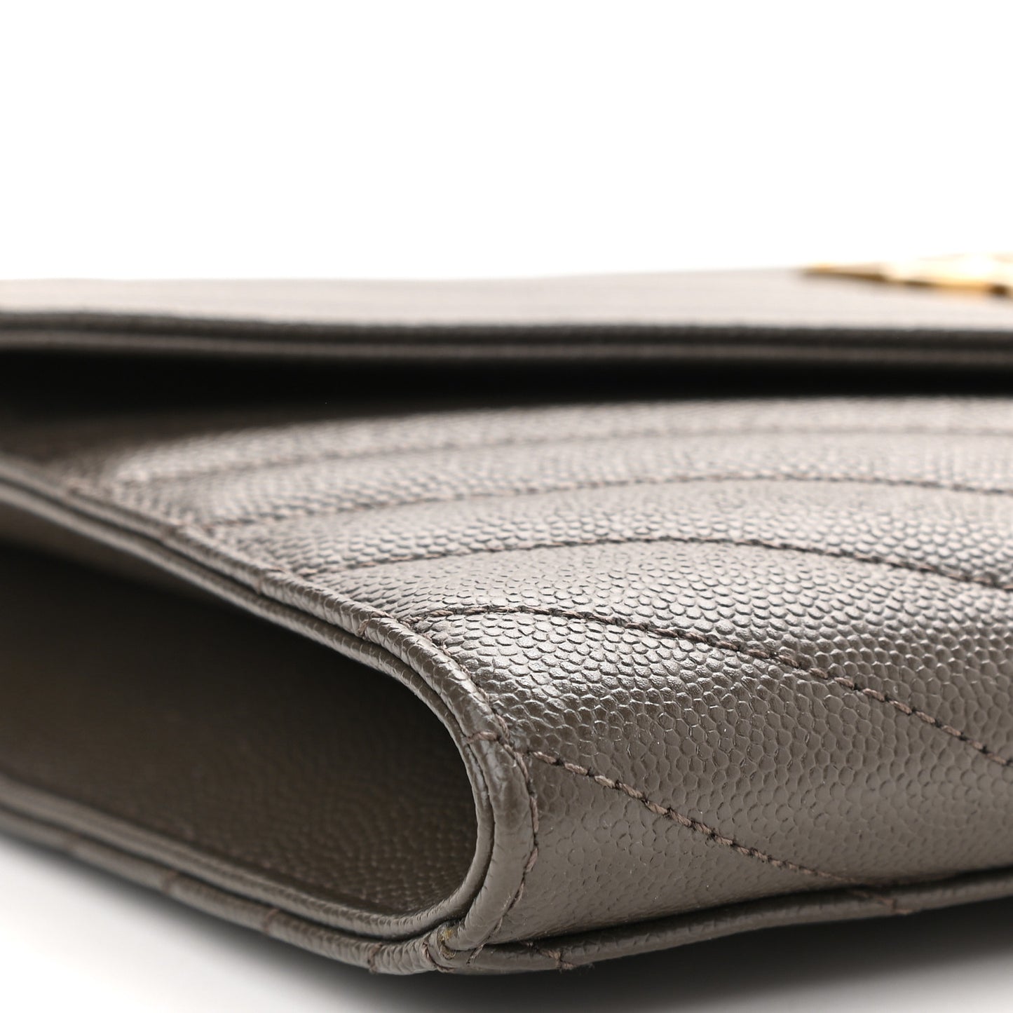Grain De Poudre Matelasse Chevron Monogram Envelope Clutch Earth