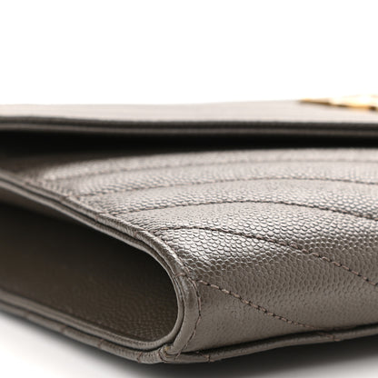 Saint Laurent Grain De Poudre Matelasse Chevron Monogram Envelope Clutch Earth 8 of 9