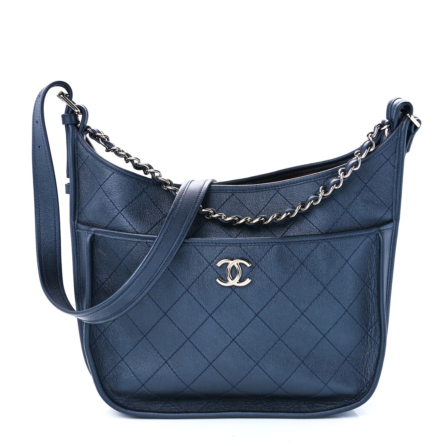 Chanel Calfskin Quilted Large Jungle Stroll Hobo Bag Navy 1 of 10