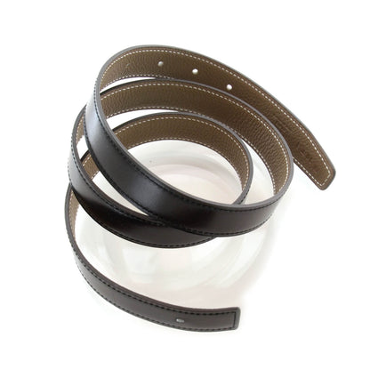Hermes Box Togo Thin Reversible Belt Strap Noir Etoupe 90 4 of 4