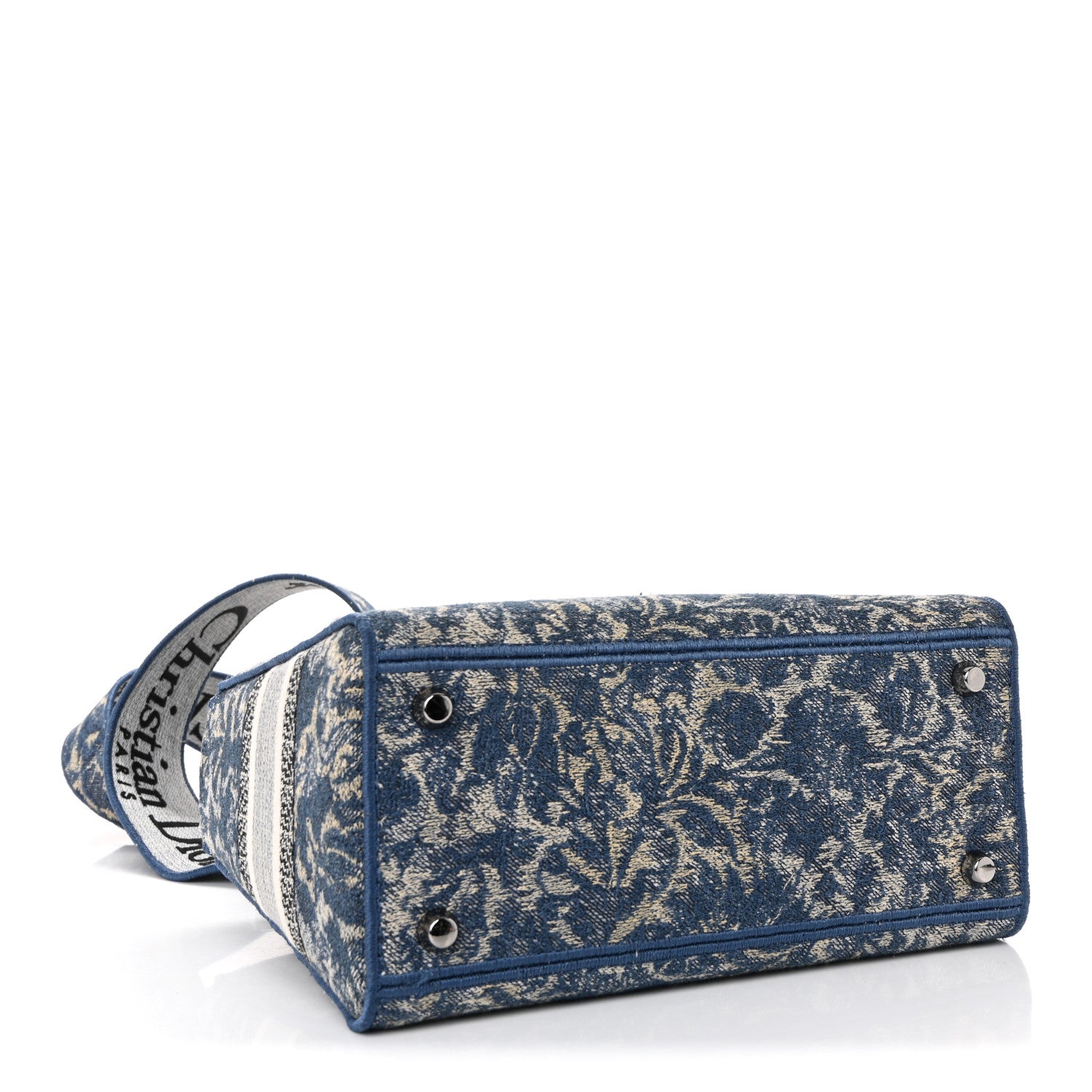 Christian Dior Canvas Embroidered Brocart Medium Lady D-Lite Blue 4 of 9