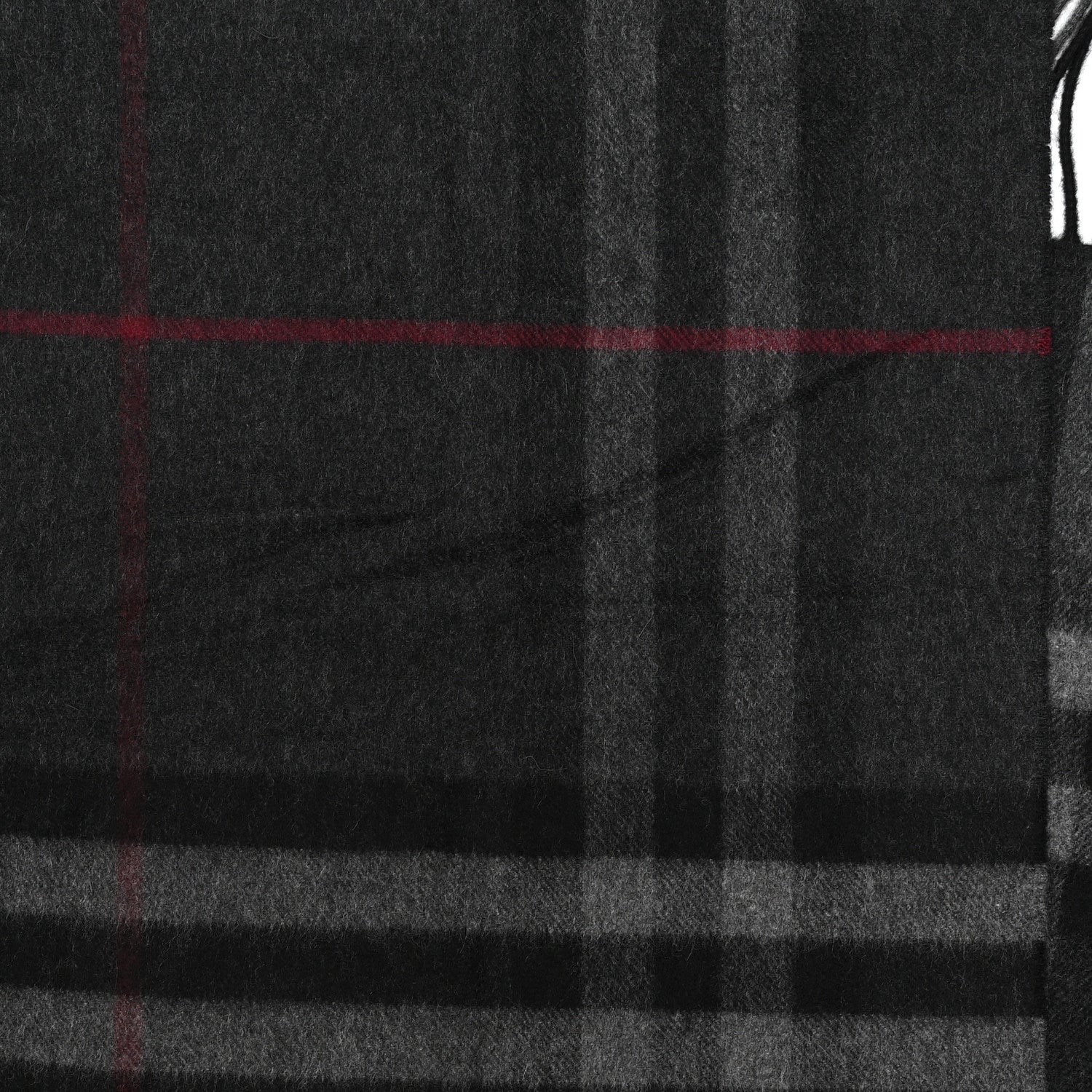 Burberry Cashmere Classic Check Fringe Scarf Charcoal 5 of 5