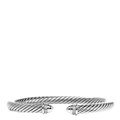David Yurman Sterling Silver Diamond 5mm Cable Classics Bracelet 1 of 4