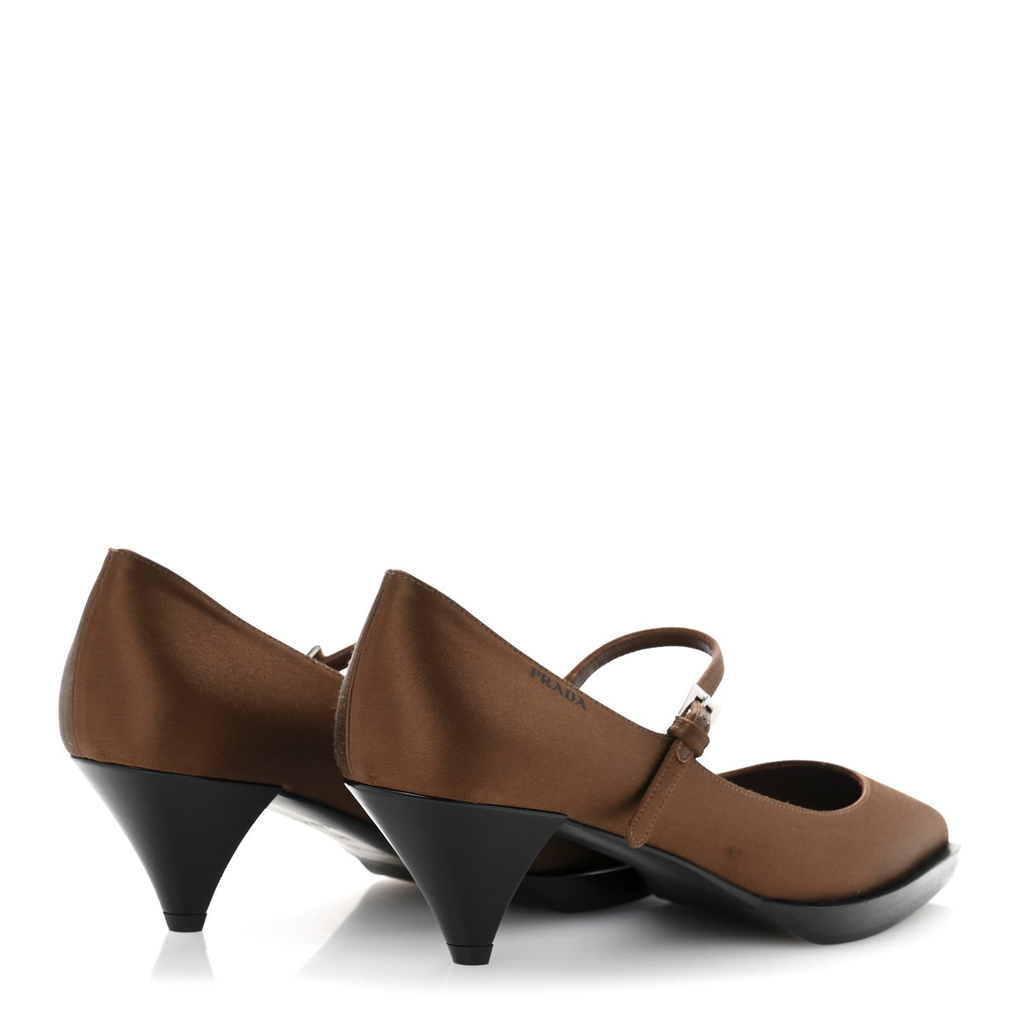 Satin Mary Jane Pumps 36 Tobacco