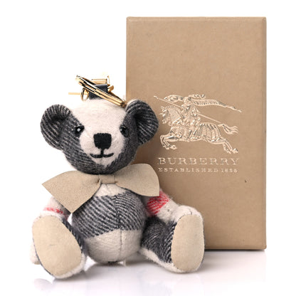 Burberry Cashmere Calfskin Thomas Bow Tie Teddy Bear Keychain Charm Archive Beige 4 of 4