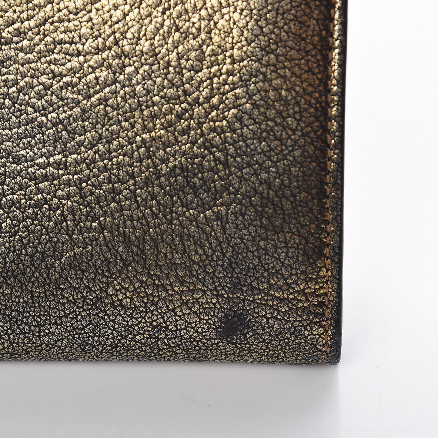 Metallic Calfskin Skull Continental Wallet Antique Gold