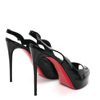 Christian Louboutin Patent Hot Chick Slingback Platform Peep Toe 120 Pumps 39 Black 5 of 8