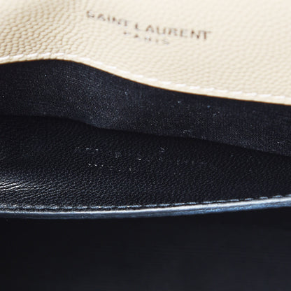 Saint Laurent Grain De Poudre Textured Mixed Matelasse Medium Triquilt Monogram Satchel Nude Powder 9 of 10