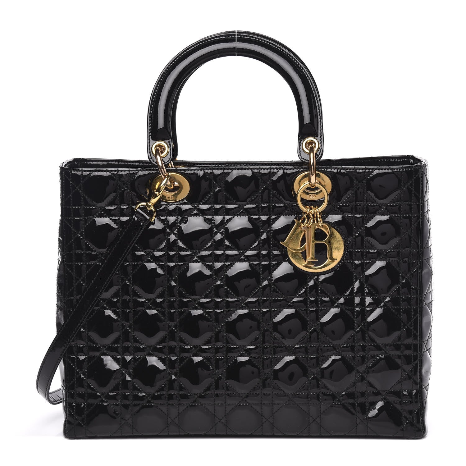 Christian Dior Patent Cannage Large Lady Dior Black 1 of 12
