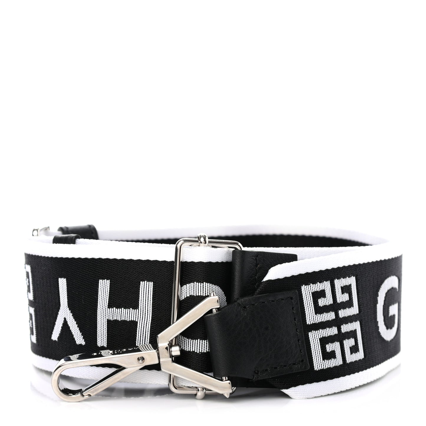 Canvas Logo Bag Strap Black White