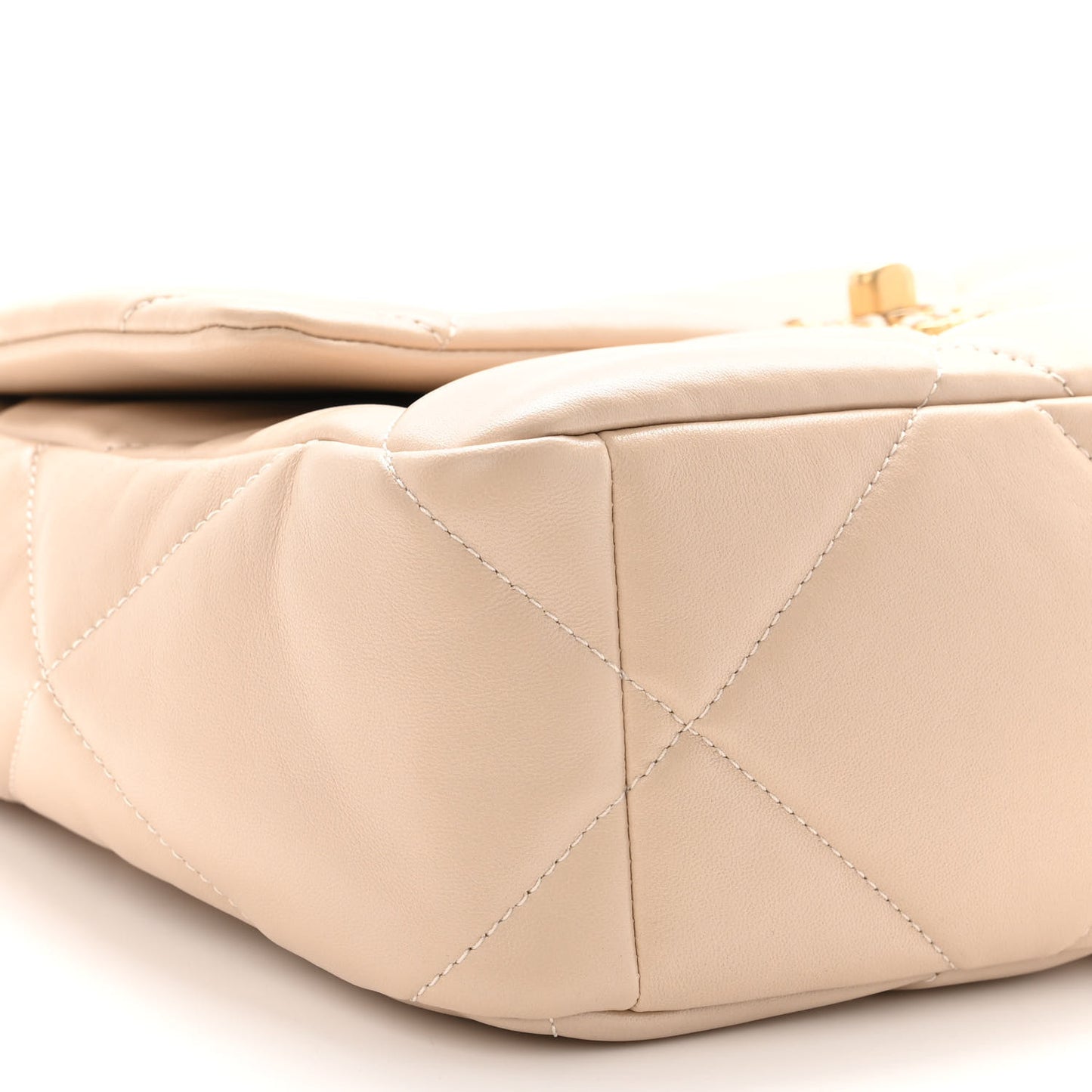 Lambskin Quilted Large Chanel 19 Flap Beige