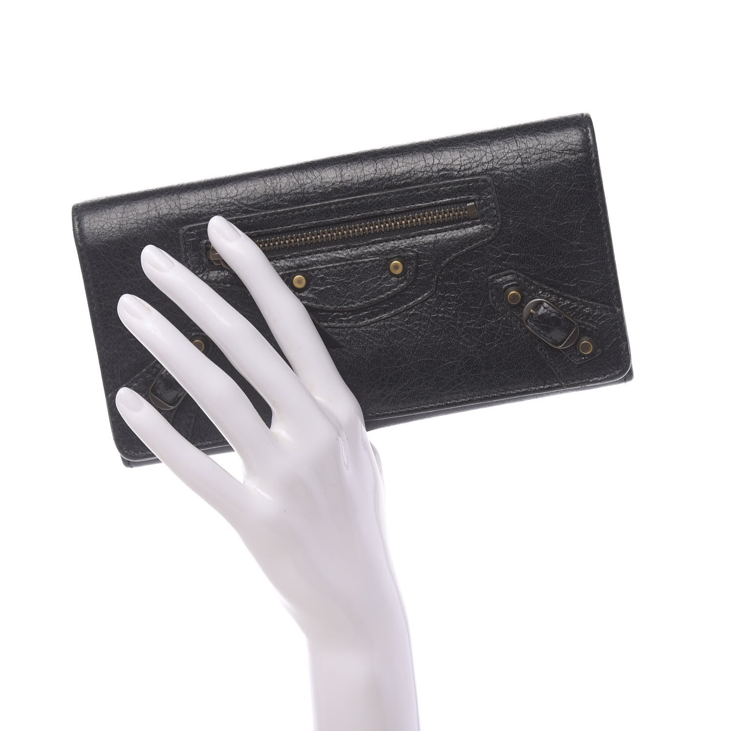 Balenciaga Agneau Classic Hardware Money Wallet Black 2 of 8