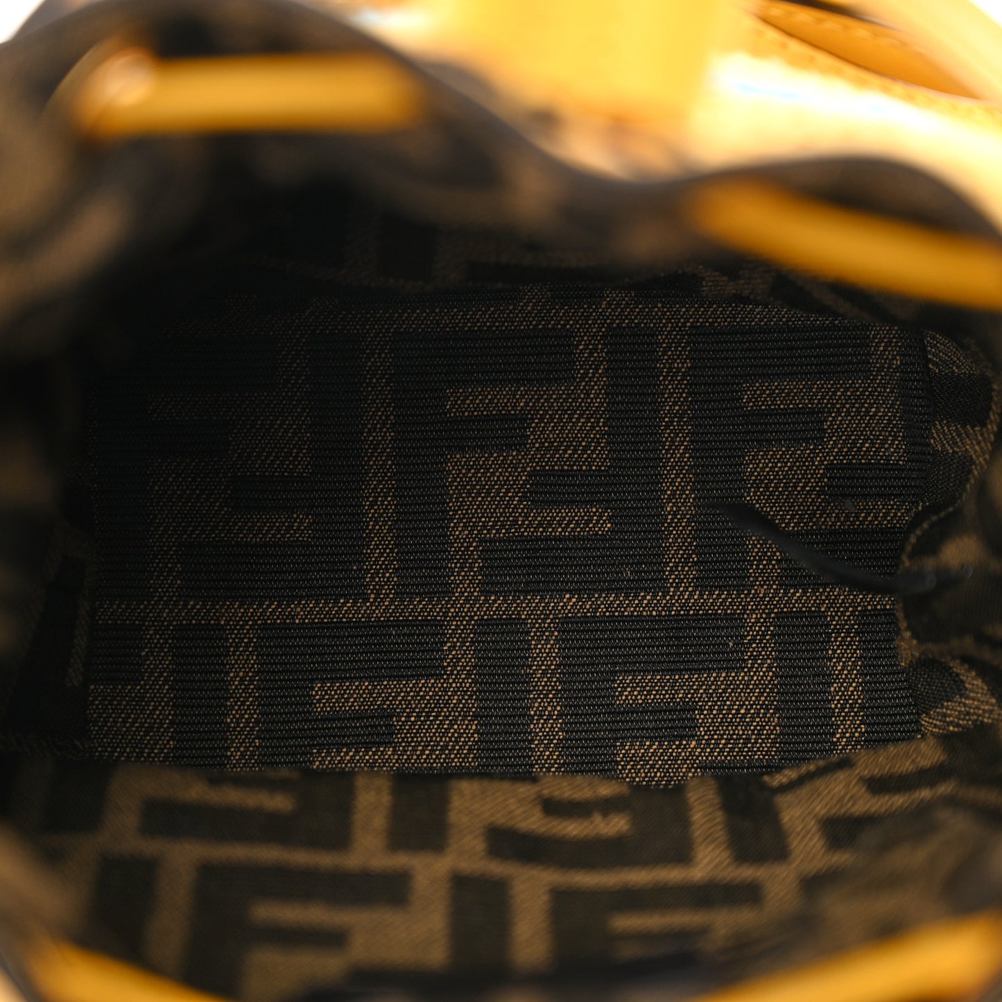 Crochet Vitello King F is Fendi Logo Woven Mini Mon Tresor Bucket Bag Mimosa Cyber Blue