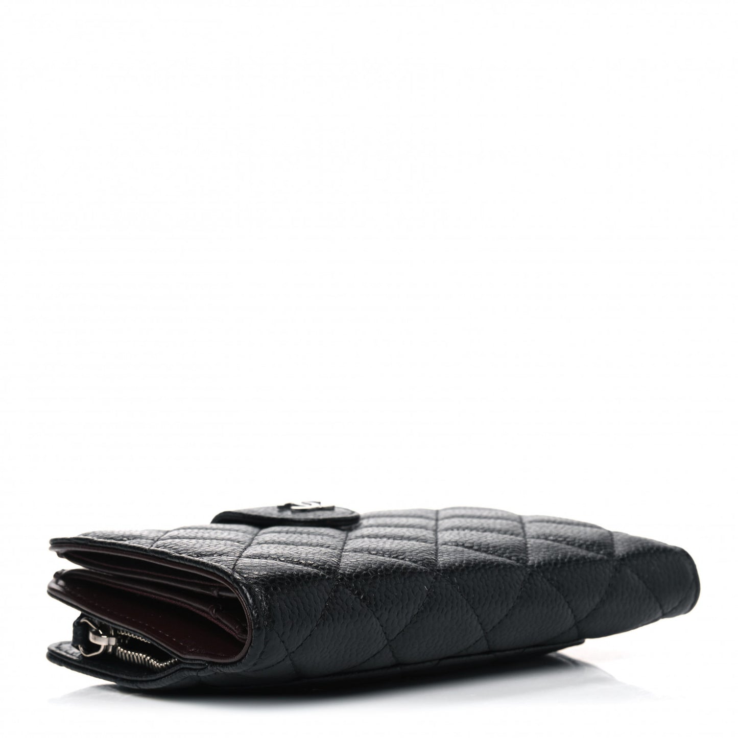 Caviar Quilted Zipped Pocket Wallet Black