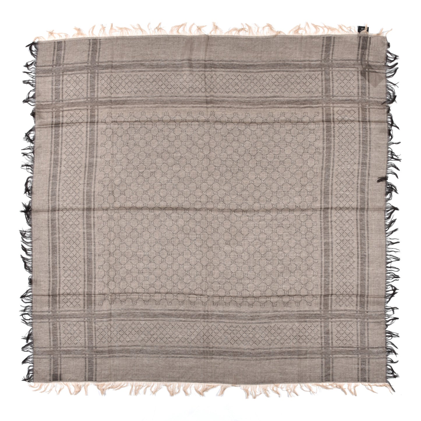 Wool Silk GG Monogram Diamante Cavendish Square Shawl Brown