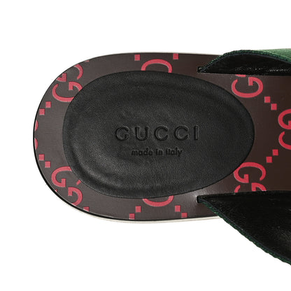 Gucci Nylon Calfskin Web GG Monogram Womens Thong Sandals 36 Green Red Cocoa 9 of 11