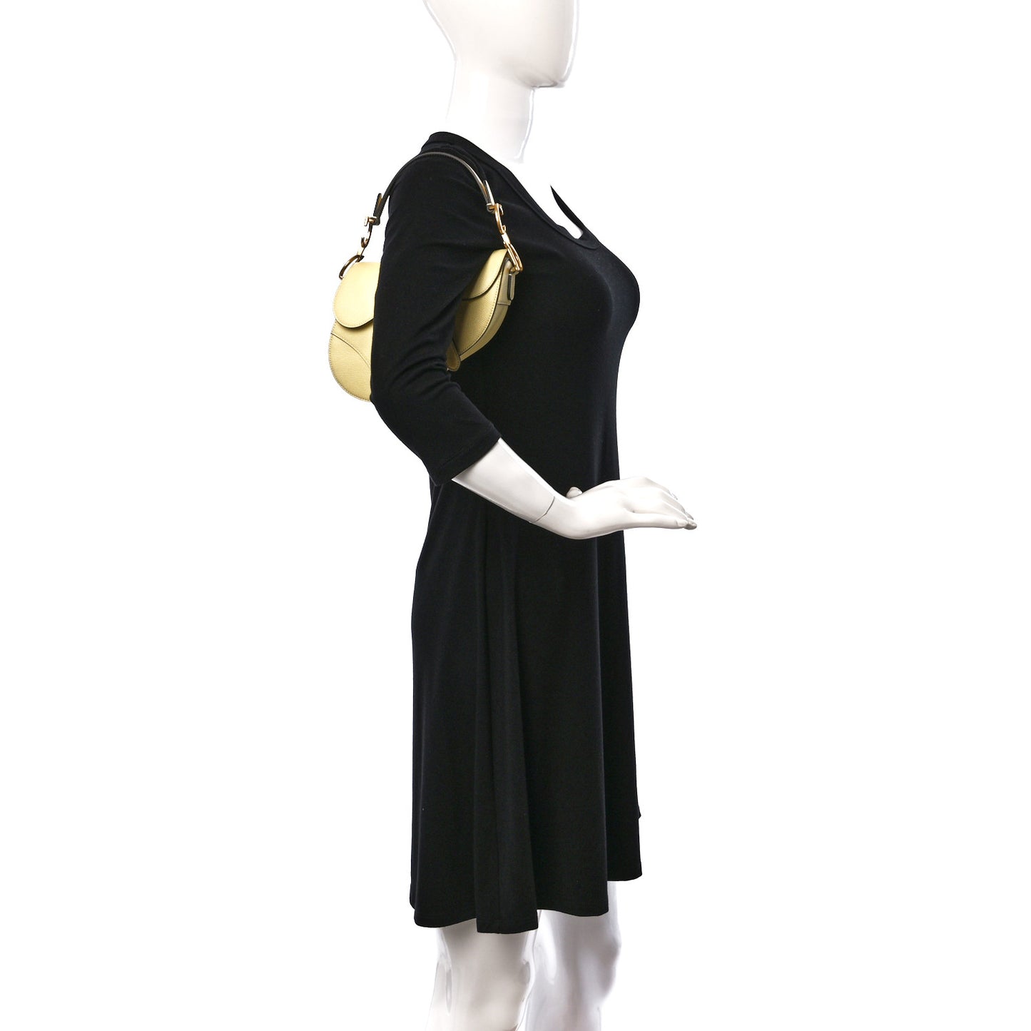 Grained Calfskin Mini Saddle Bag Yellow