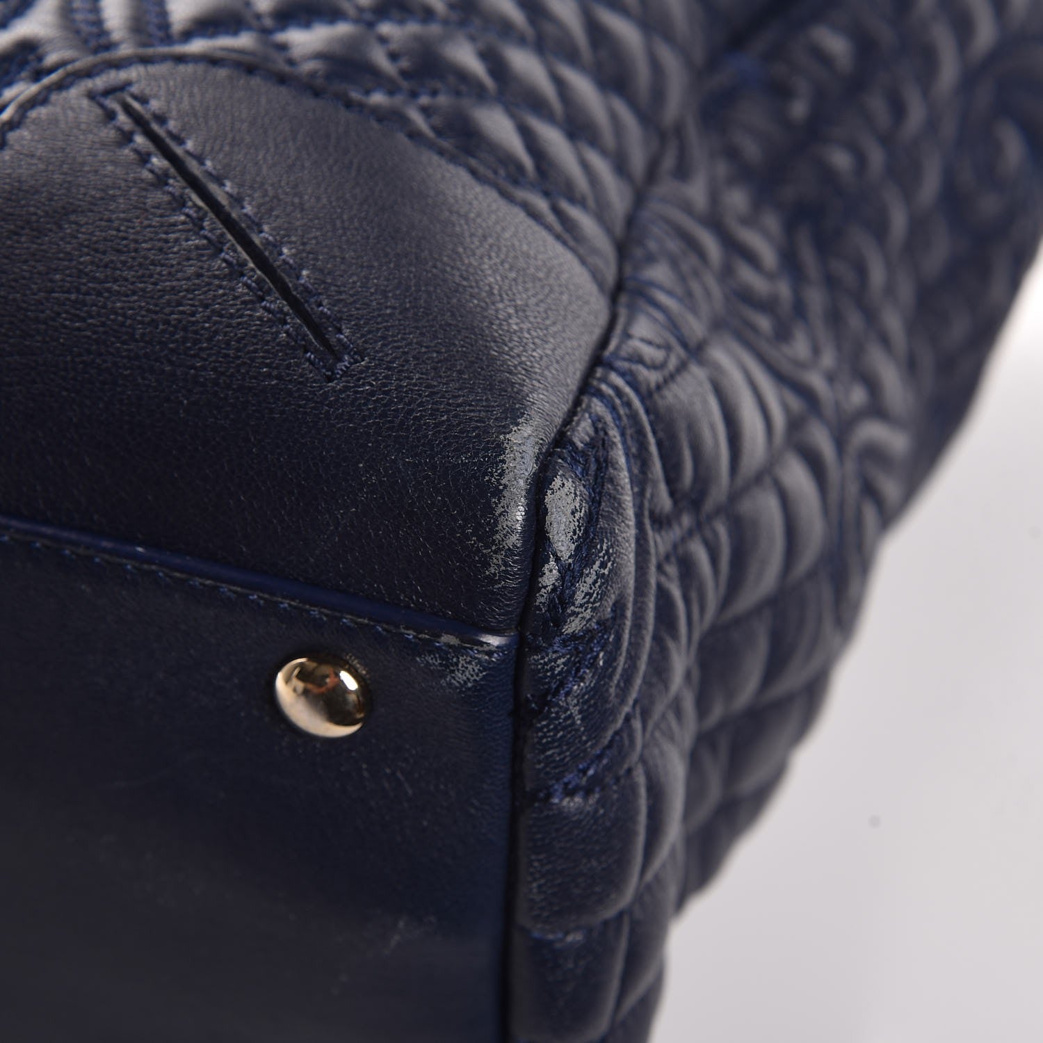 Versace Barocco Quilted Nappa Elettra Vanitas Tote Navy 12 of 18