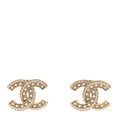 Chanel Crystal Timeless CC Earrings Light Gold 1 of 6