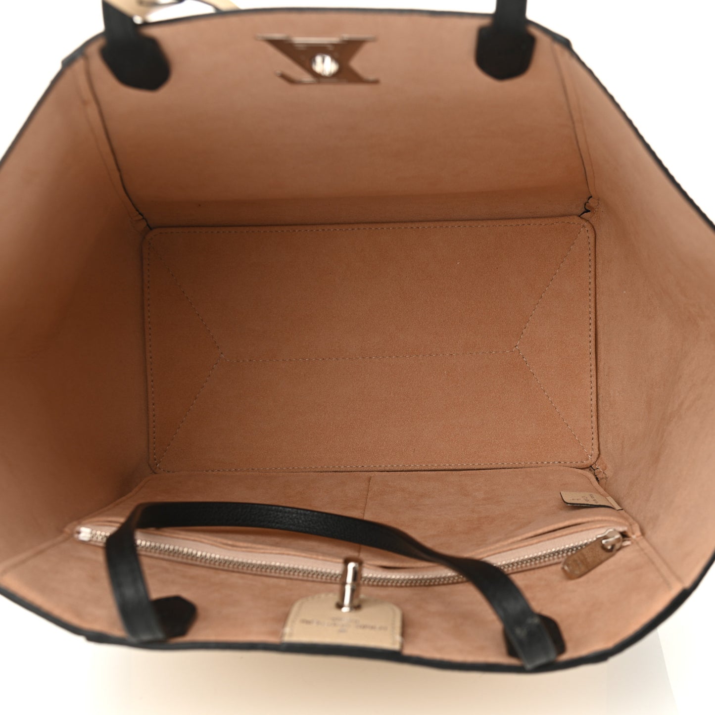 Calfskin Lockme Go Tote Black Vanilla