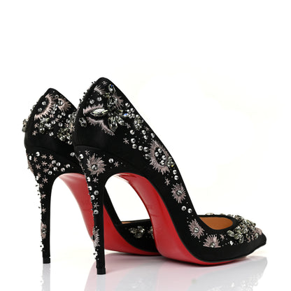 Christian Louboutin Satin Crystal Embellished Artifice 120 Pumps 39.5 Black 4 of 7