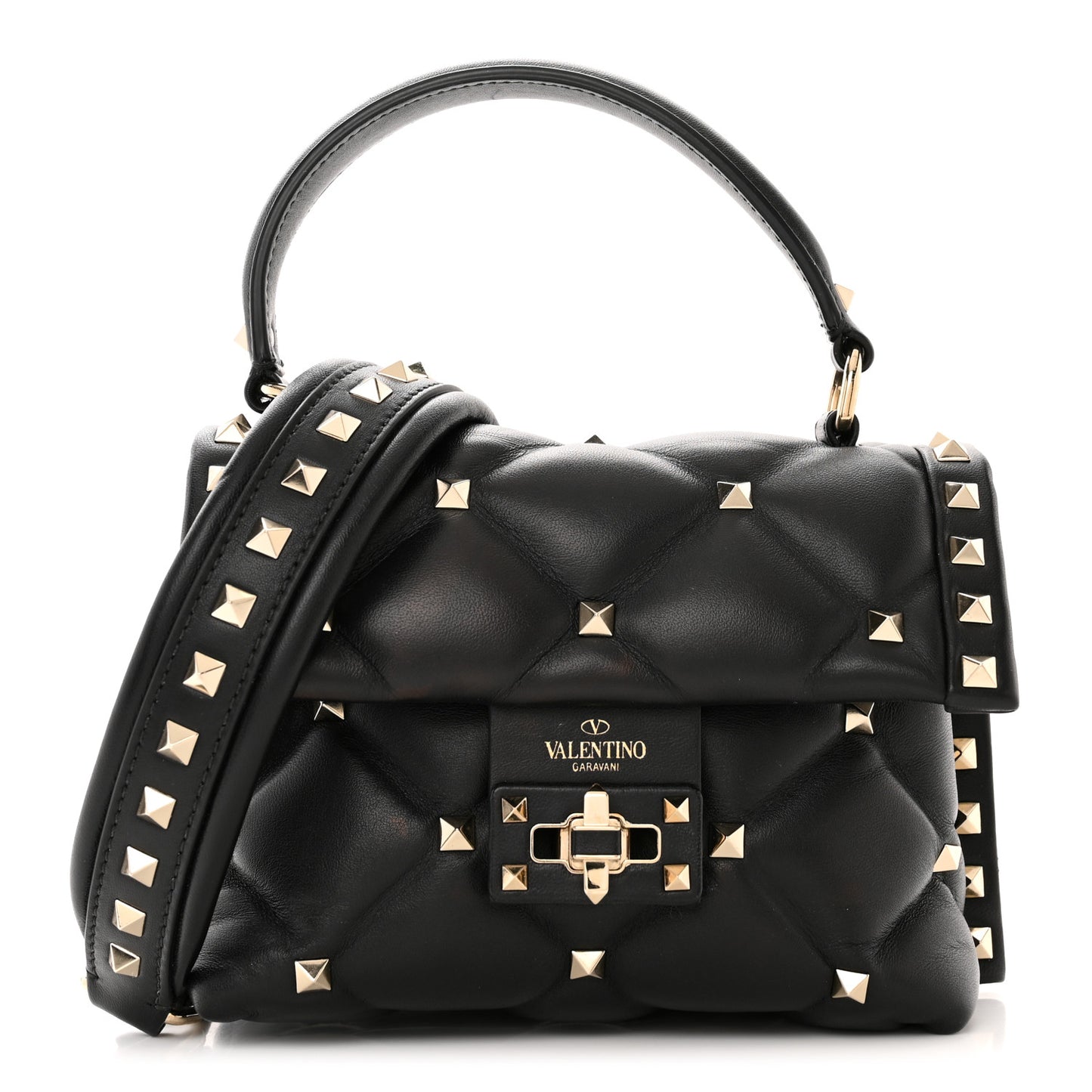 Nappa Mini Candystud Top Handle Bag Black