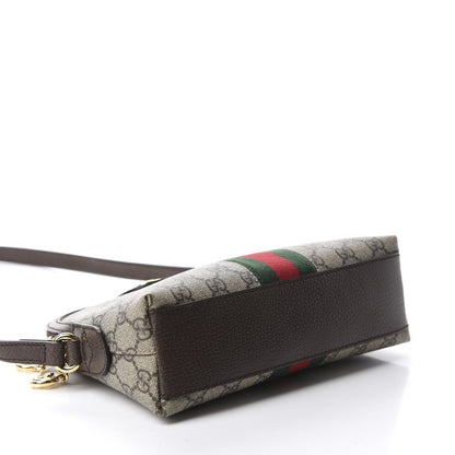 Gucci GG Supreme Monogram Textured Dollar Calfskin Web Small Ophidia Dome Shoulder Bag Beige Ebony New Acero 4 of 10