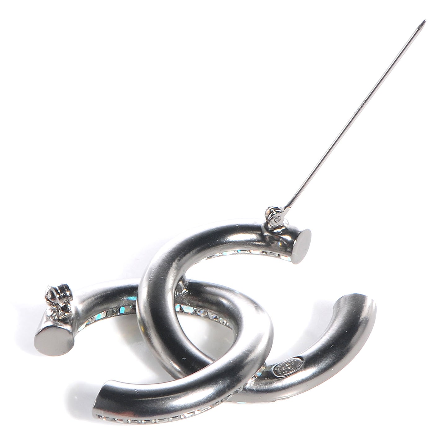 Crystal CC Brooch Silver Ruthenium Grey