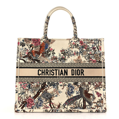 Christian Dior Canvas Embroidered Large Jardin D'Hiver Book Tote Latte Multicolor 1 of 7