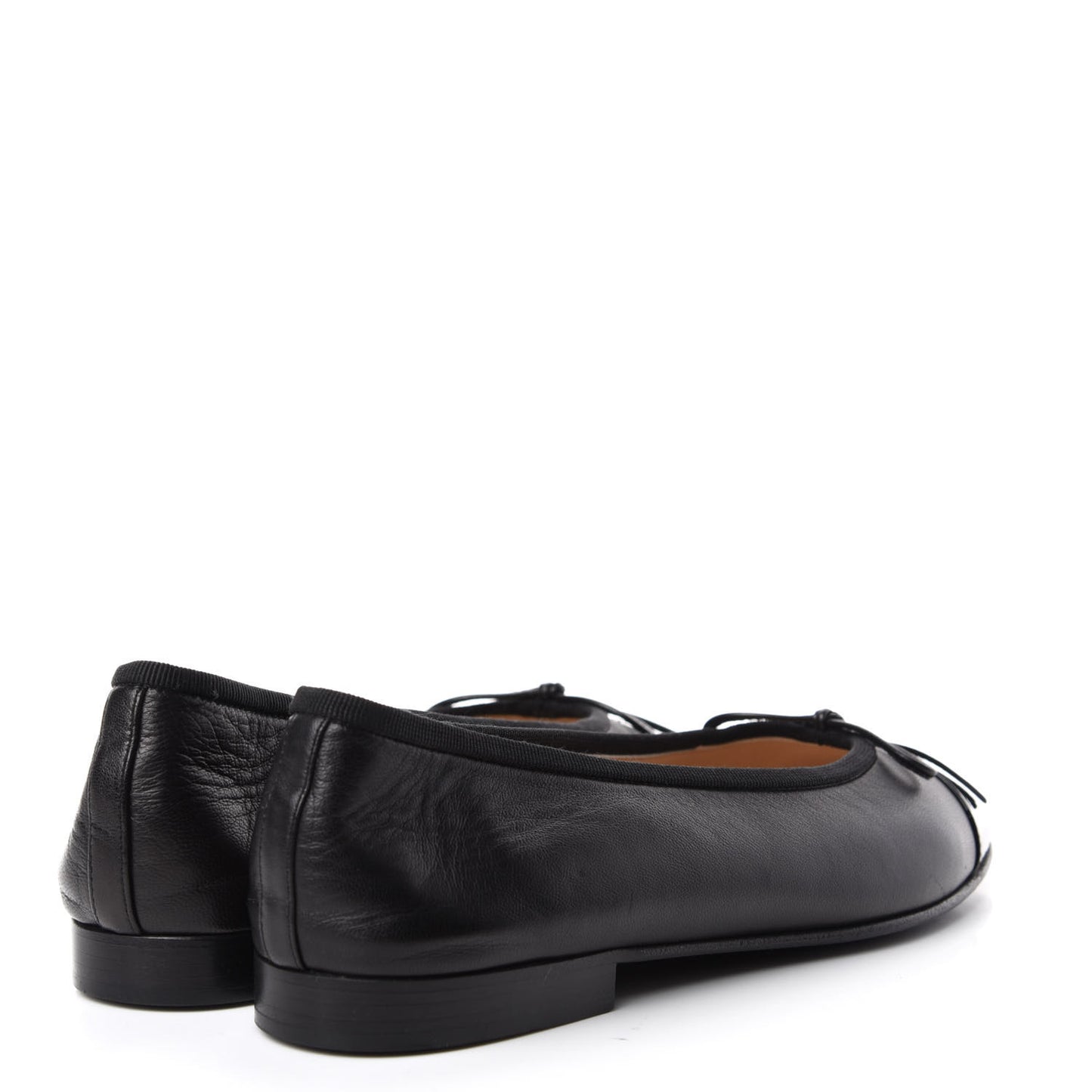 Lambskin Patent Cap Toe Ballerina Flats 37 Black