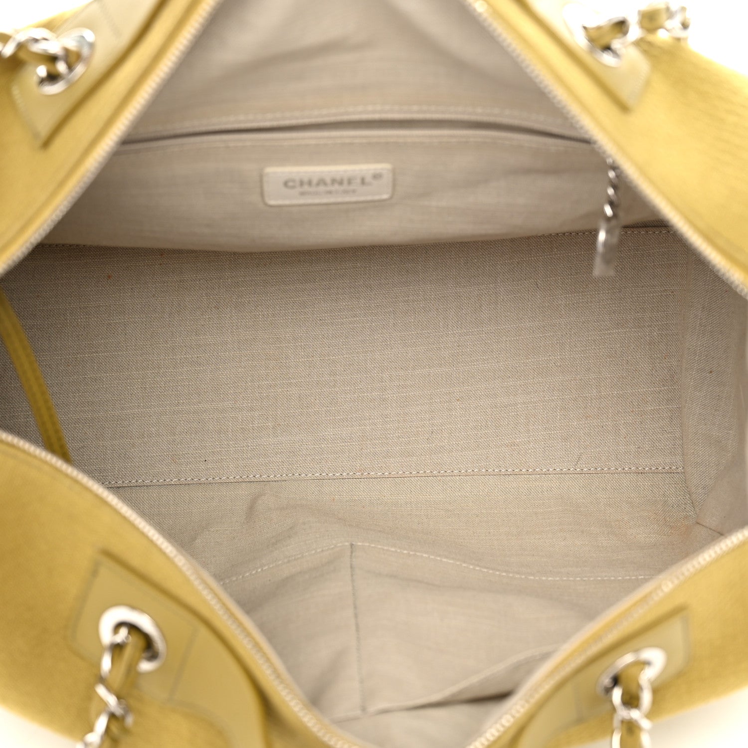 Chanel Mixed Fibers Large Deauville Bowling Bag Green 5 of 11