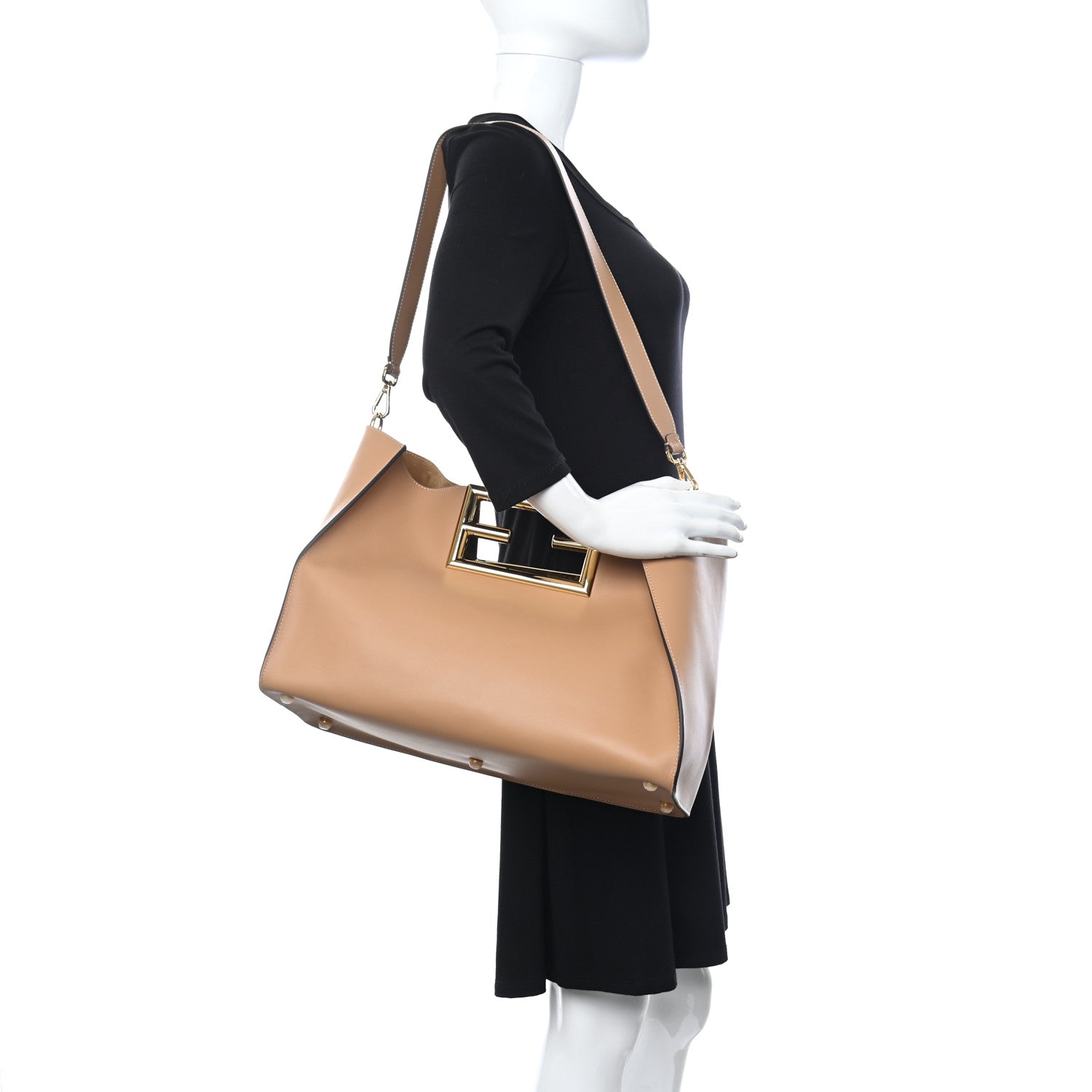 Fendi Vitello King Medium Fendi Way Tote Miele Scuro 2 of 9