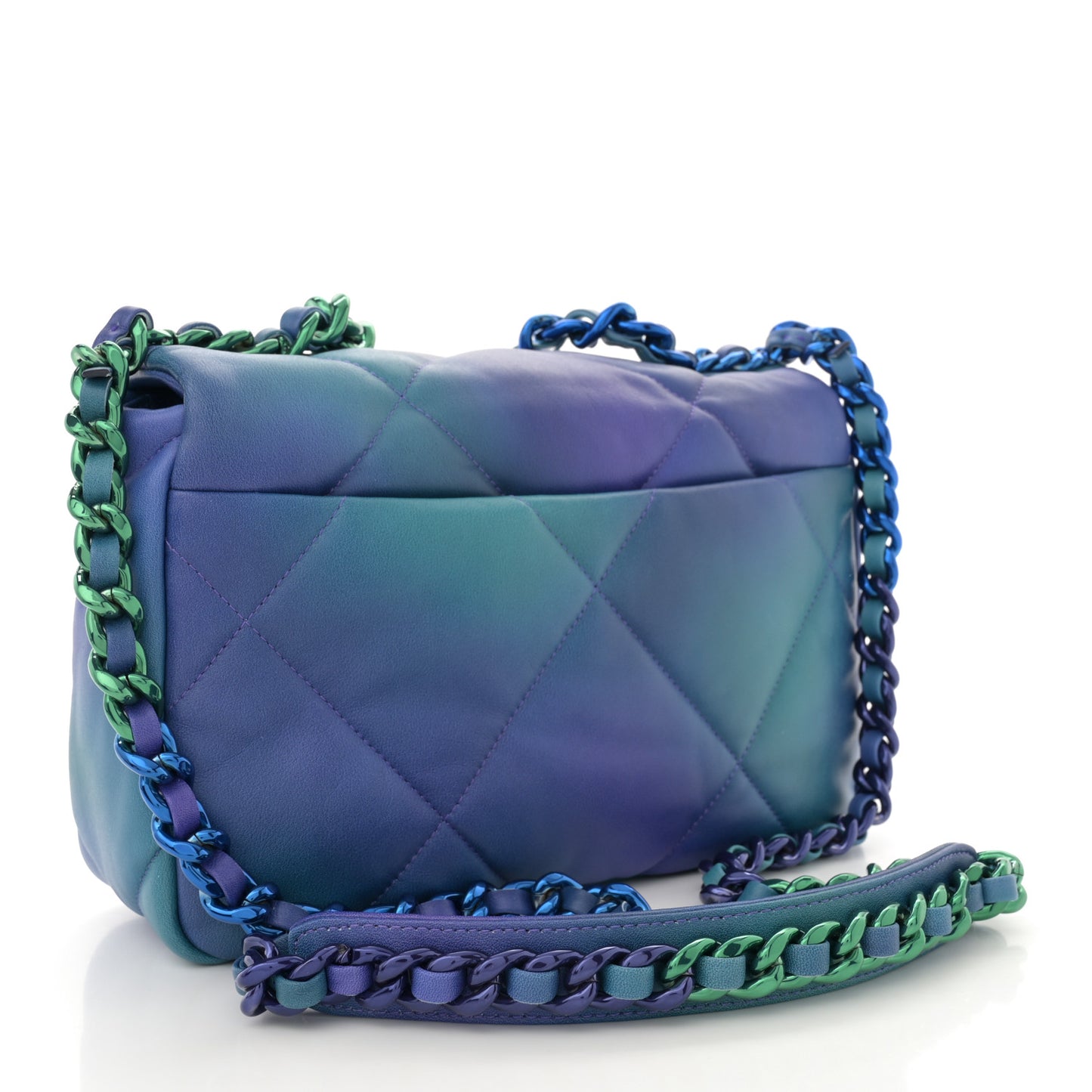 Tie Dye Calfskin Quilted Medium Chanel 19 Flap Blue Purple