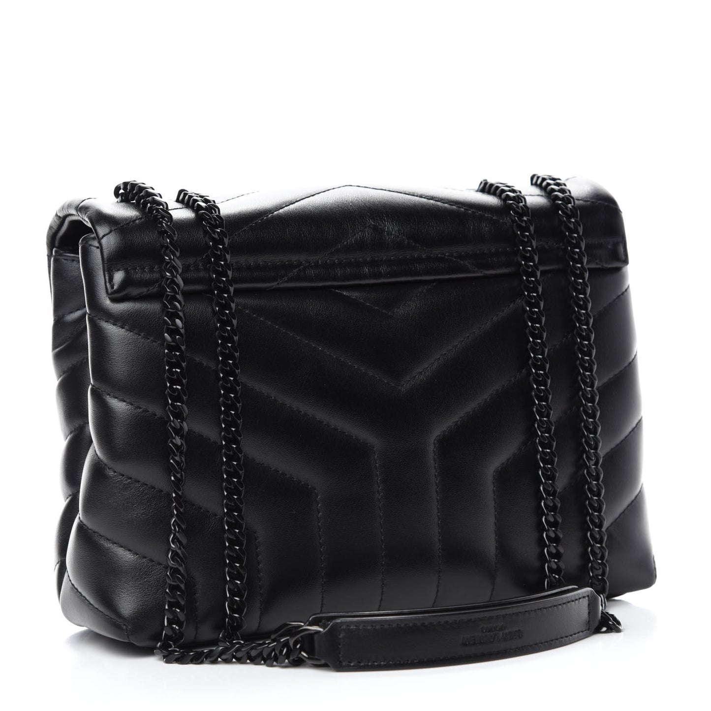 Calfskin Y Quilted Monogram Small Loulou Chain Satchel Black