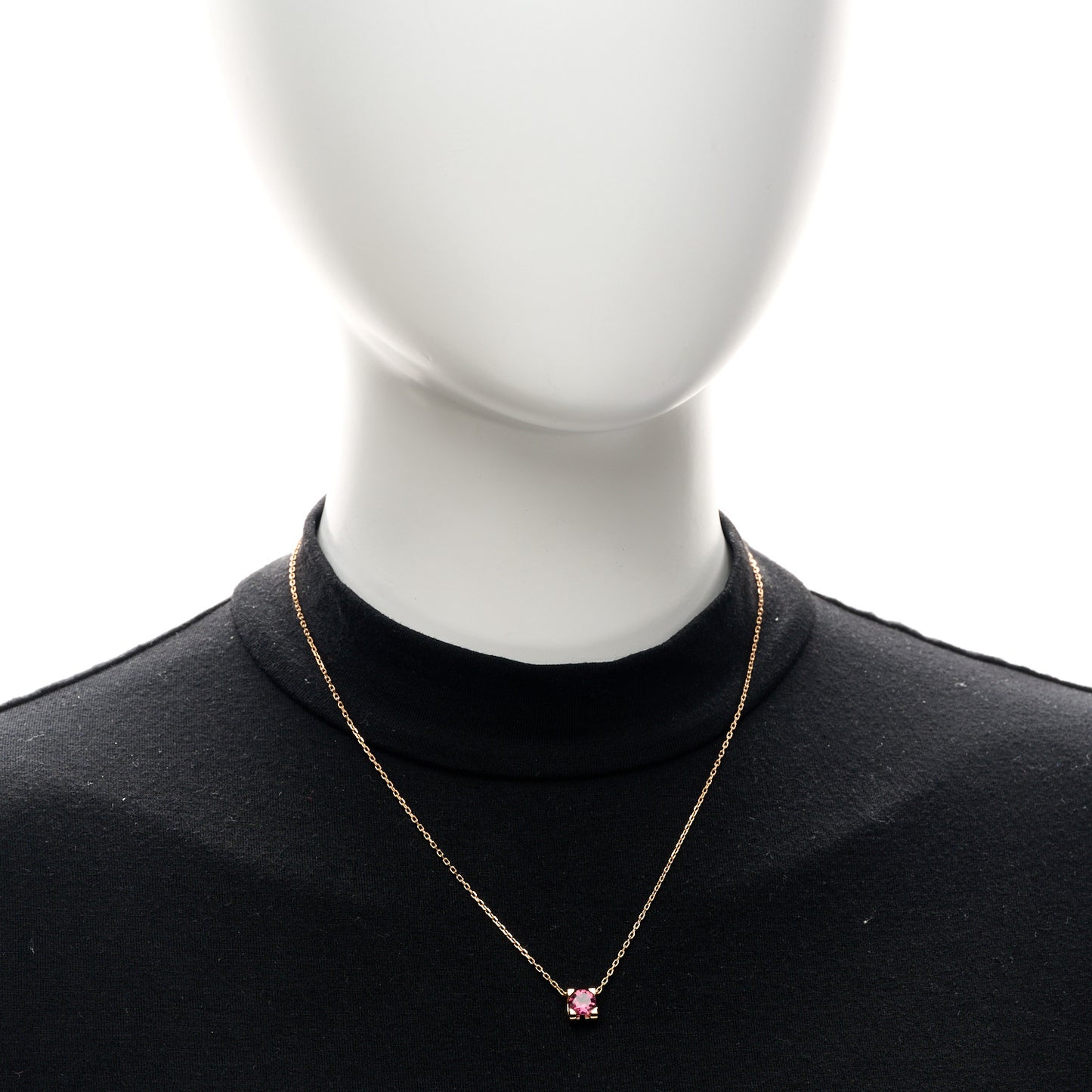 18K Pink Gold Pink Tourmaline C De Cartier Pendant Necklace