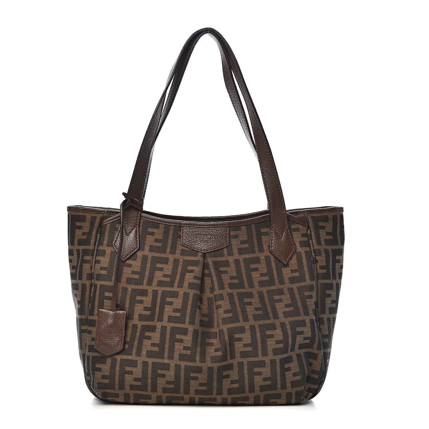 Fendi Zucca Vitello Artic Medium Shopping Tote Tobacco Castagna 1 of 15