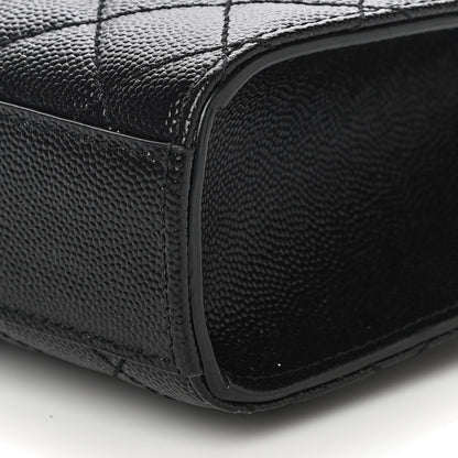 Saint Laurent Grain De Poudre Textured Mixed Matelasse Triquilt Small Monogram Satchel Black 9 of 9
