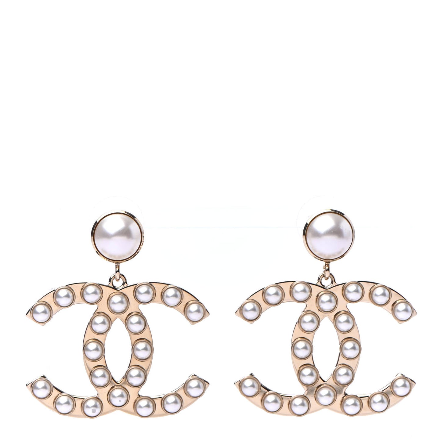 Pearl CC Drop Earrings Gold